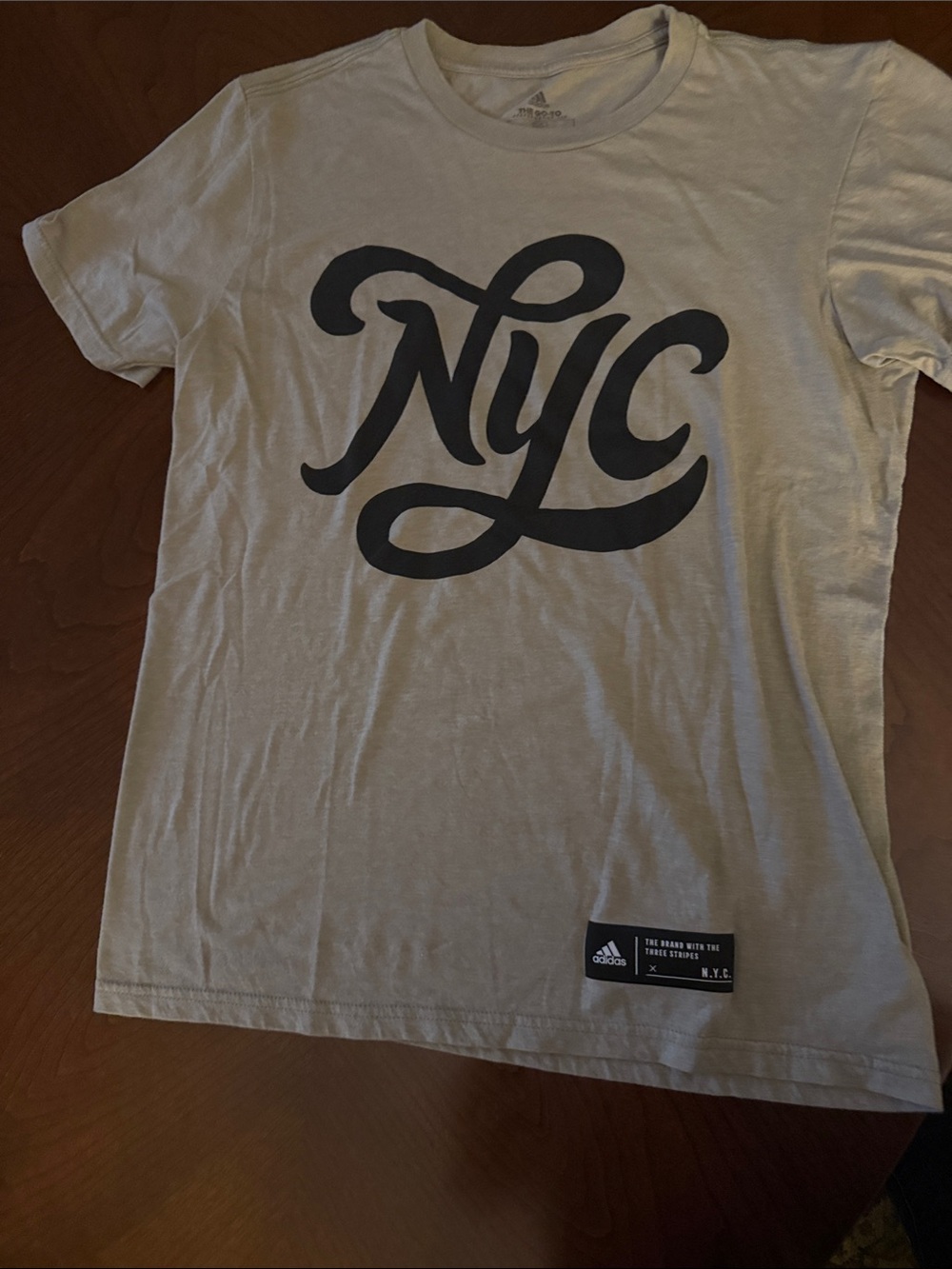 adidas Tan  Short Sleeve Tee with Black NYC Script